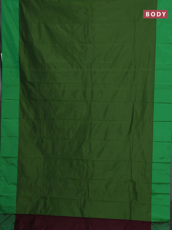 Arani semi silk saree green with zari woven buttas and paisley zari woven butta border