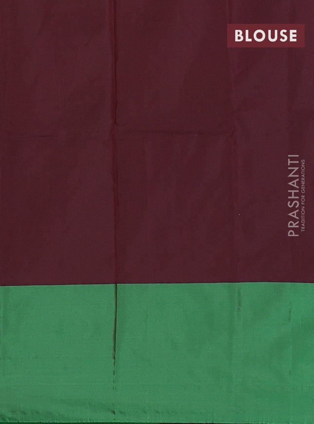 Arani semi silk saree green with zari woven buttas and paisley zari woven butta border