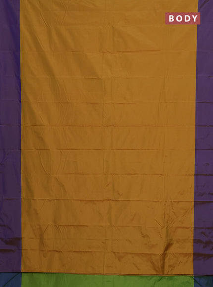 Arani semi silk saree yellow and violet with zari woven buttas and paisley zari woven butta border