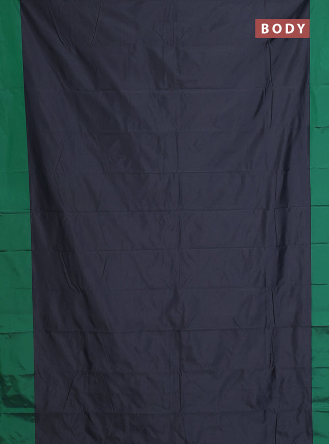 Arani semi silk saree grey and green with zari woven buttas and paisley zari woven butta border