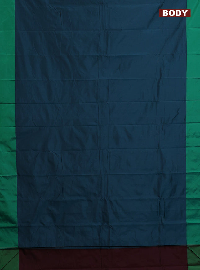 Arani semi silk saree peacock green and green with zari woven buttas and paisley zari woven butta border