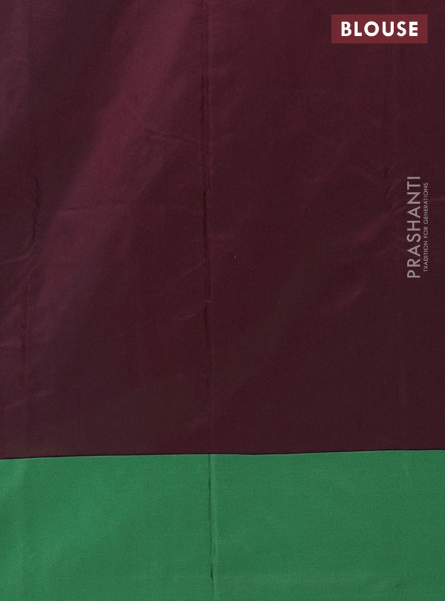 Arani semi silk saree peacock green and green with zari woven buttas and paisley zari woven butta border