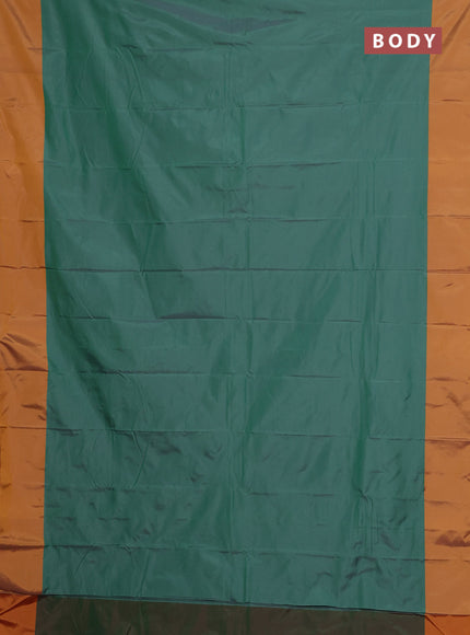 Arani semi silk saree teal green and mustard yellow with zari woven buttas and paisley zari woven butta border