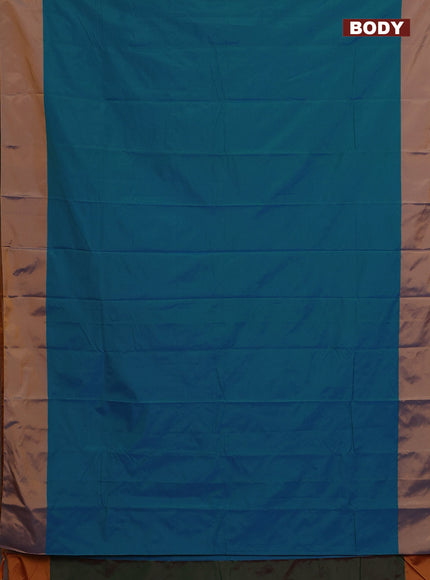 Arani semi silk saree teal blue shade and dual shade of mustard with zari woven buttas and paisley zari woven butta border