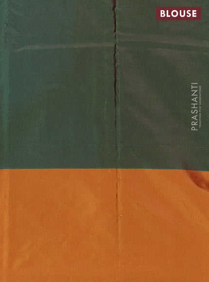 Arani semi silk saree teal blue shade and dual shade of mustard with zari woven buttas and paisley zari woven butta border