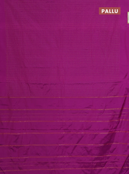 Arani semi silk saree magenta pink with allover small zari checked pattern in borderless style