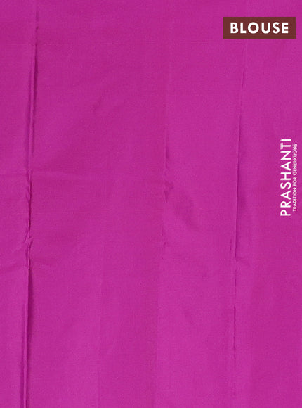 Arani semi silk saree magenta pink with allover small zari checked pattern in borderless style