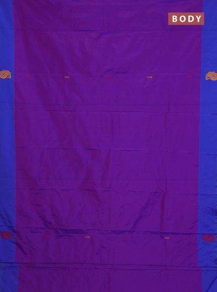 Arani semi silk saree purple and dual shade of maroon with thread woven buttas and thread woven butta border