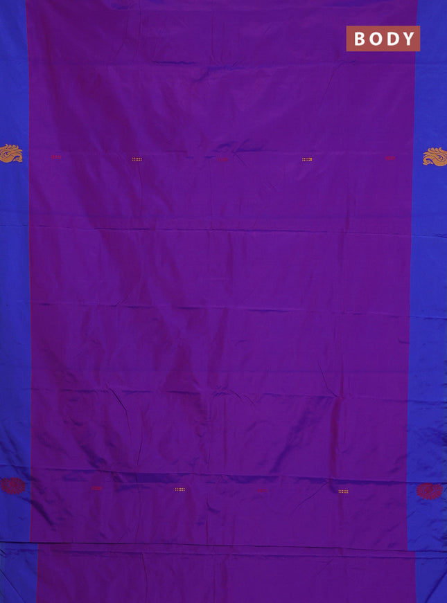 Arani semi silk saree purple and dual shade of maroon with thread woven buttas and thread woven butta border