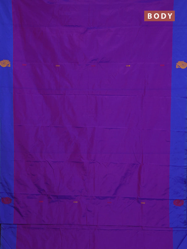Arani semi silk saree purple and dual shade of maroon with thread woven buttas and thread woven butta border