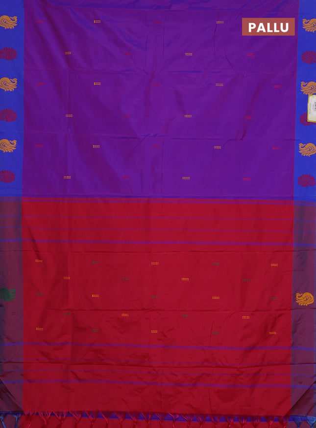 Arani semi silk saree purple and dual shade of maroon with thread woven buttas and thread woven butta border