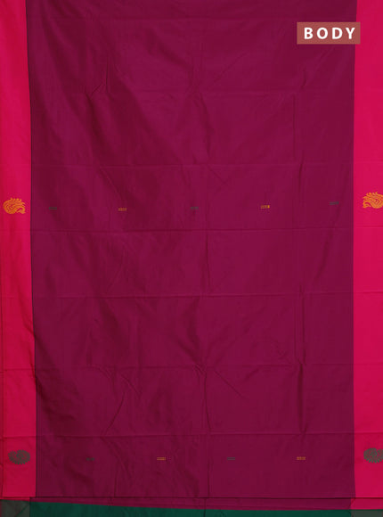 Arani semi silk saree magenta pink and dual shade of green with thread woven buttas and thread woven butta border