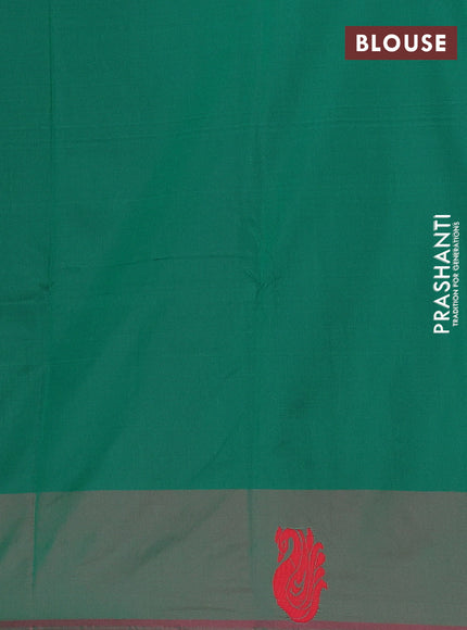 Arani semi silk saree magenta pink and dual shade of green with thread woven buttas and thread woven butta border