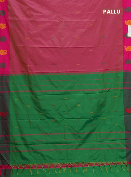 Arani semi silk saree dual shade of pink and pink with thread woven buttas and thread woven butta border