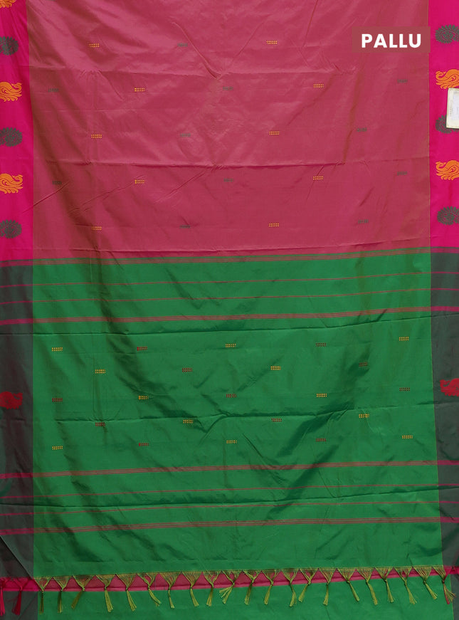 Arani semi silk saree dual shade of pink and pink with thread woven buttas and thread woven butta border