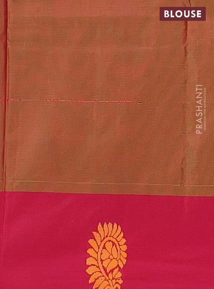Arani semi silk saree sap green and pink with thread woven buttas and thread woven butta border