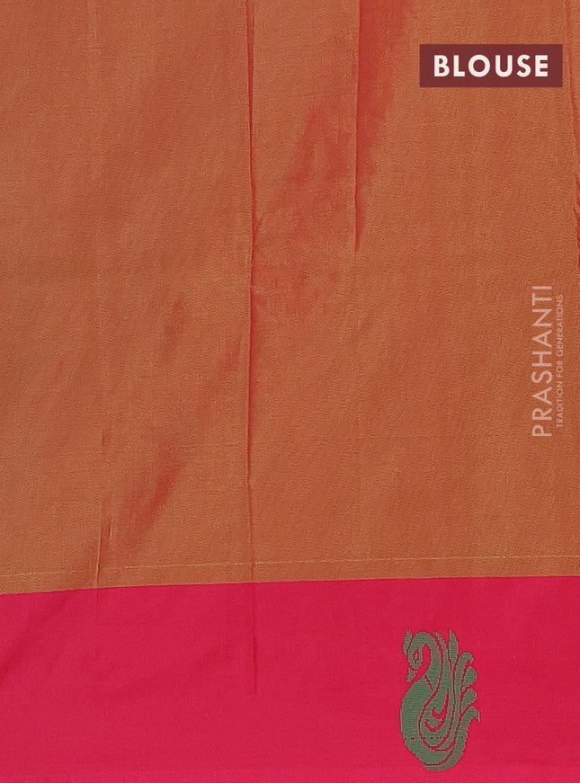 Arani semi silk saree dual shade of teal blue and pink with thread woven buttas and thread woven butta border