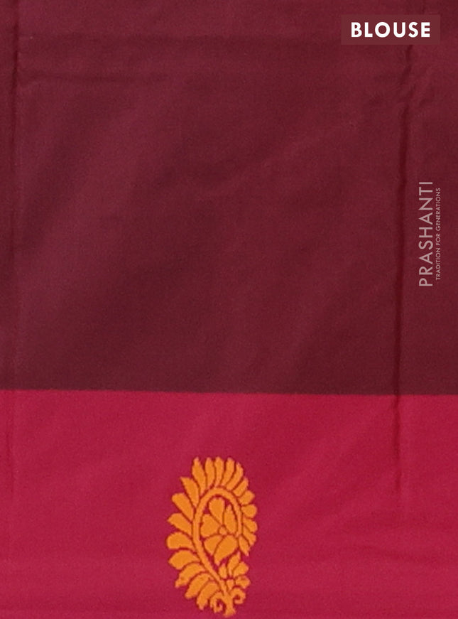 Arani semi silk saree cs blue and maroon with thread woven buttas and thread woven butta border