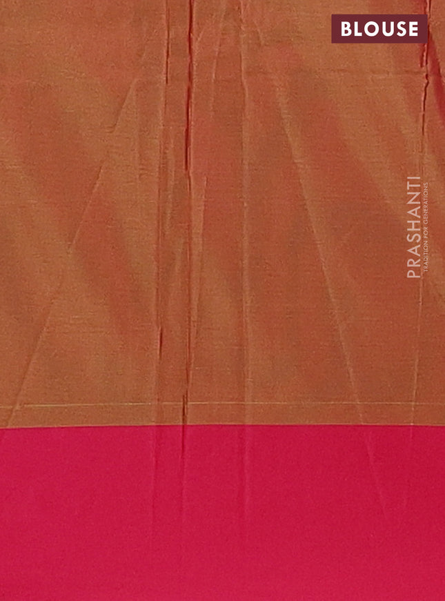 Arani semi silk saree yellow and pink with thread woven buttas and thread woven butta border