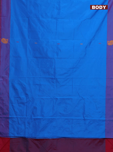Arani semi silk saree cs blue and pink with thread woven buttas and thread woven butta border