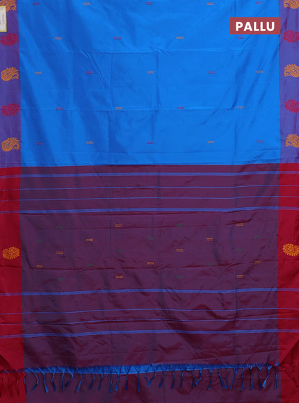 Arani semi silk saree cs blue and pink with thread woven buttas and thread woven butta border