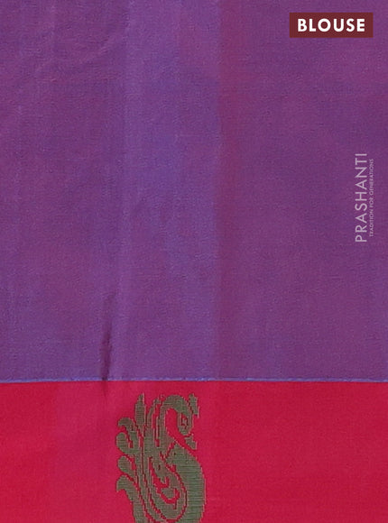 Arani semi silk saree cs blue and pink with thread woven buttas and thread woven butta border