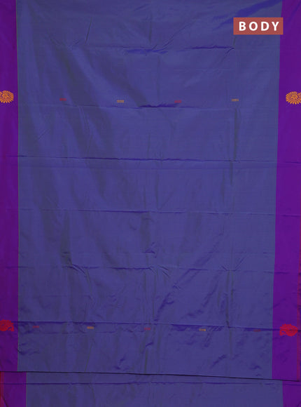 Arani semi silk saree dual shade of blue and pink with thread woven buttas and thread woven butta border