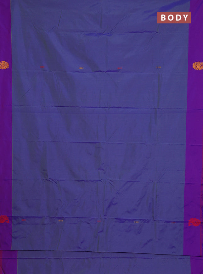 Arani semi silk saree dual shade of blue and pink with thread woven buttas and thread woven butta border