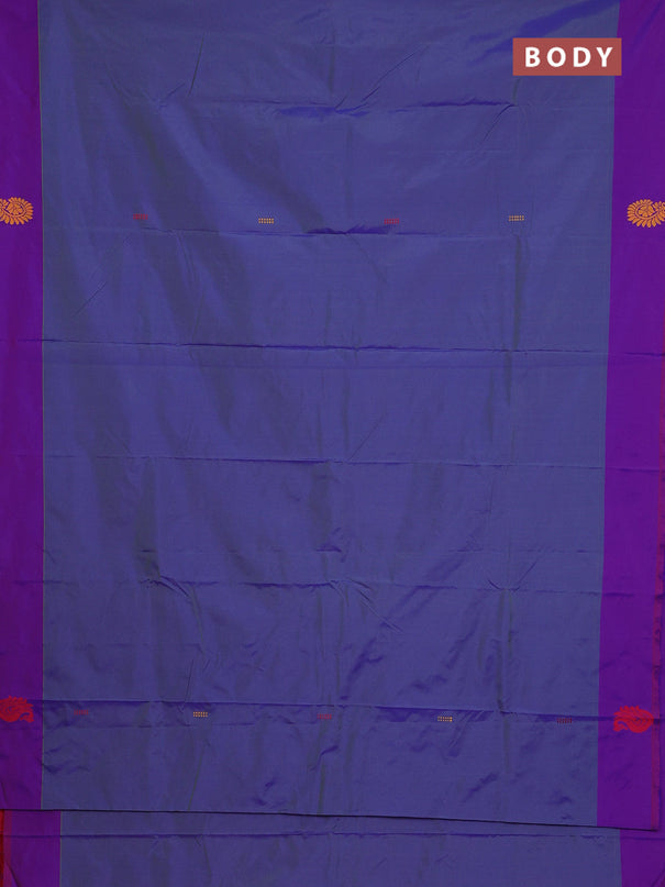 Arani semi silk saree dual shade of blue and pink with thread woven buttas and thread woven butta border