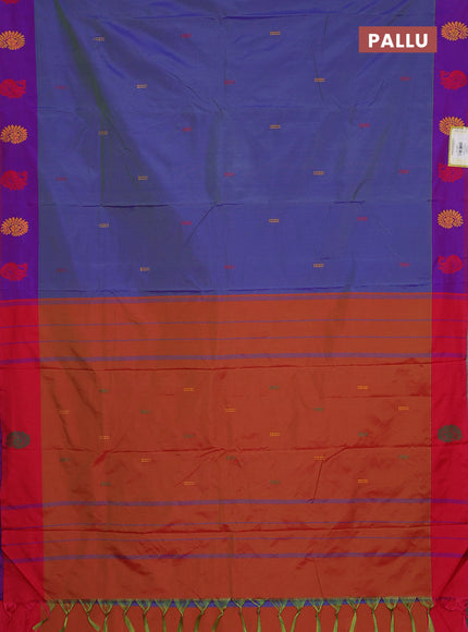 Arani semi silk saree dual shade of blue and pink with thread woven buttas and thread woven butta border