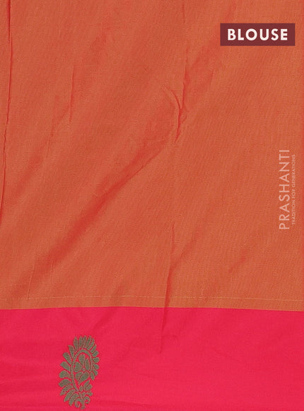 Arani semi silk saree dual shade of blue and pink with thread woven buttas and thread woven butta border
