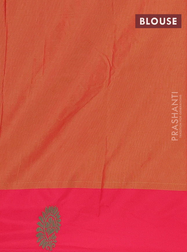 Arani semi silk saree dual shade of blue and pink with thread woven buttas and thread woven butta border
