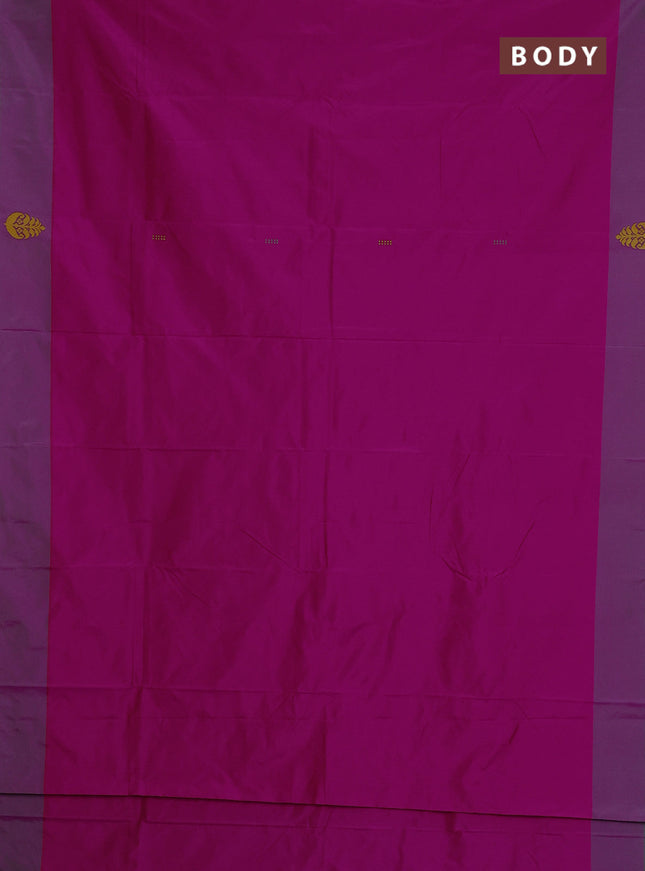 Arani semi silk saree magenta pink and green with thread woven buttas and thread woven butta border