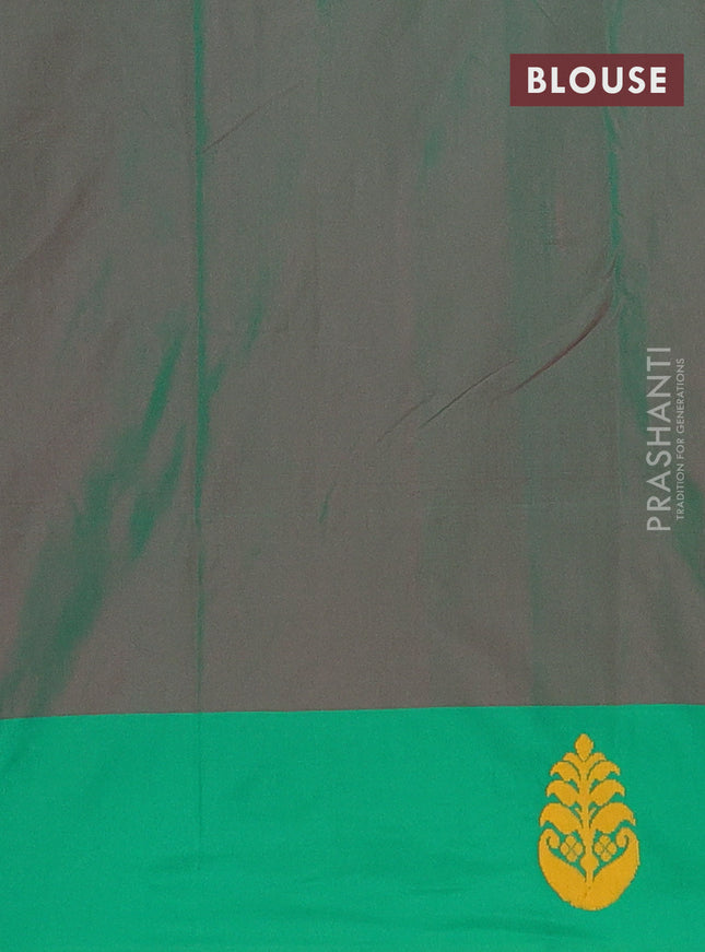 Arani semi silk saree magenta pink and green with thread woven buttas and thread woven butta border