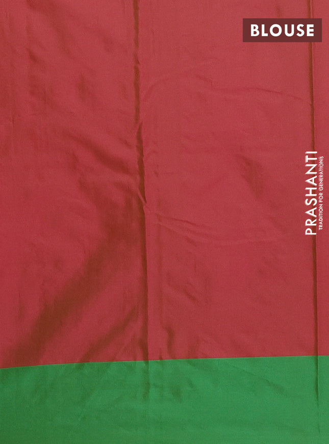 Arani semi silk saree dual shade of pink and green with allover copper zari checked pattern and copper zari woven simple border