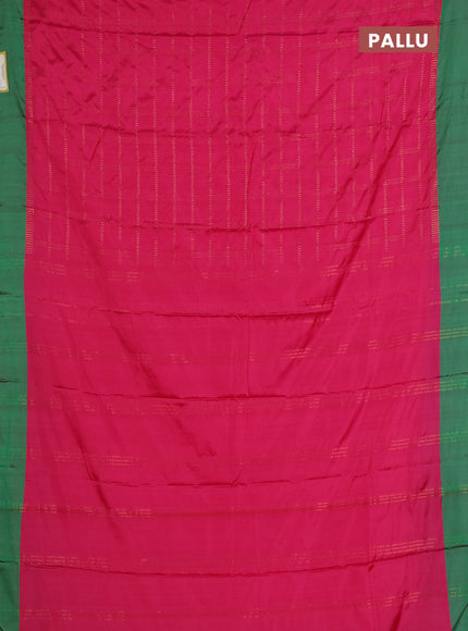Arani semi silk saree pink and dual shade of green with allover copper zari checked pattern and copper zari woven simple border