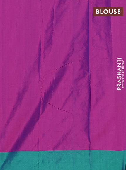 Arani semi silk saree purple and green with allover copper zari checked pattern and copper zari woven simple border