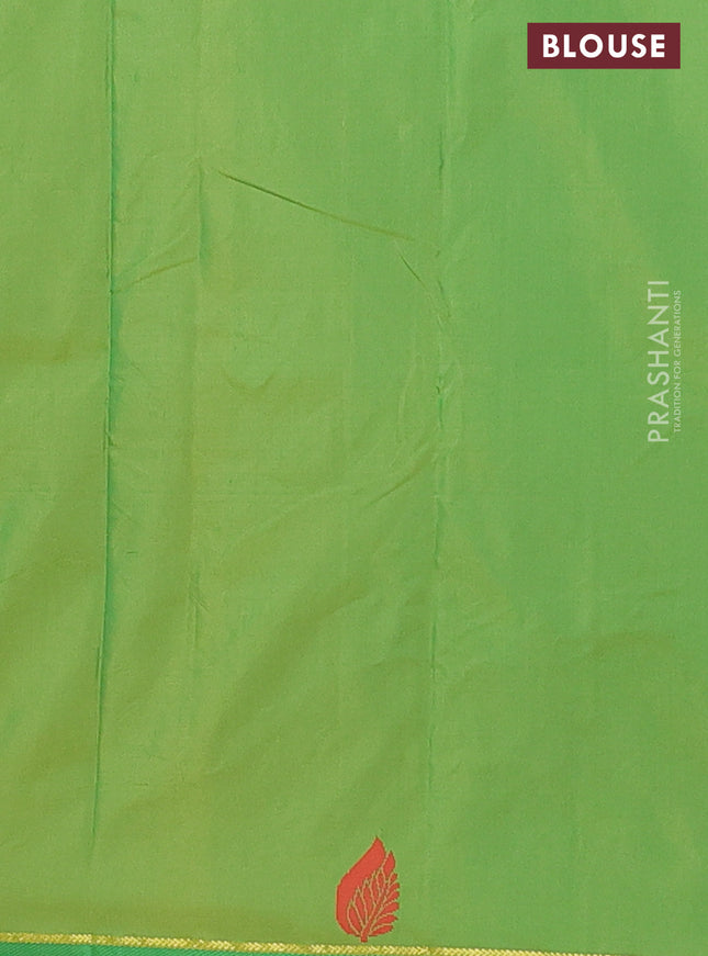 Arani semi silk saree mango yellow and green with thread woven buttas and thread woven butta border