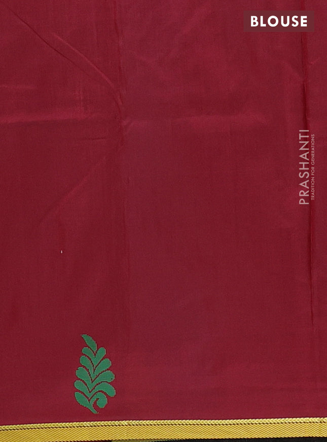 Arani semi silk saree peacock green and maroon with thread woven buttas and thread woven butta border