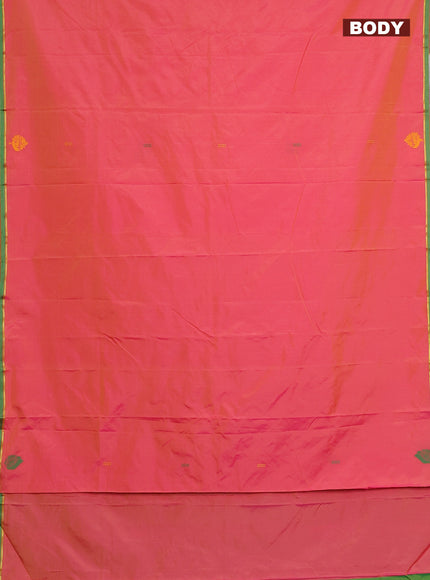 Arani semi silk saree dual shade of pink and green with thread woven buttas and thread woven butta border