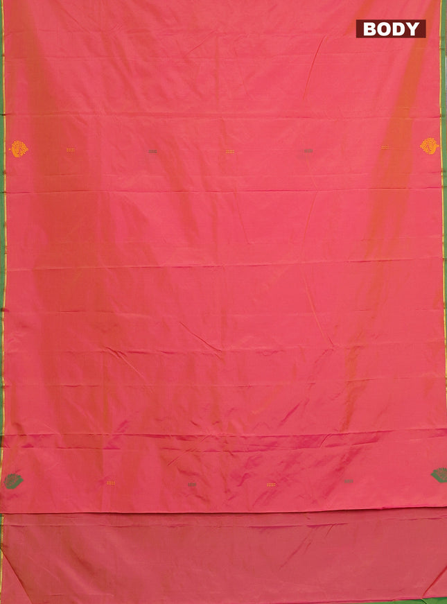 Arani semi silk saree dual shade of pink and green with thread woven buttas and thread woven butta border