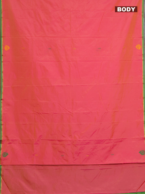 Arani semi silk saree dual shade of pink and green with thread woven buttas and thread woven butta border