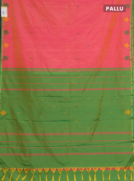 Arani semi silk saree dual shade of pink and green with thread woven buttas and thread woven butta border