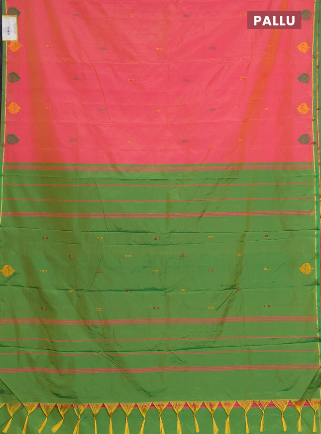 Arani semi silk saree dual shade of pink and green with thread woven buttas and thread woven butta border