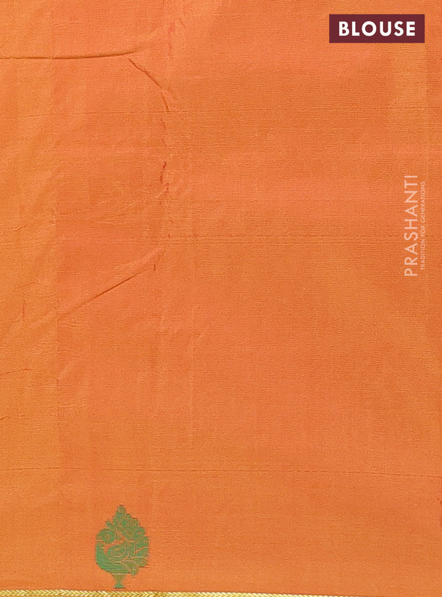 Arani semi silk saree mango yellow and dual shade of red with thread woven buttas and thread woven butta border