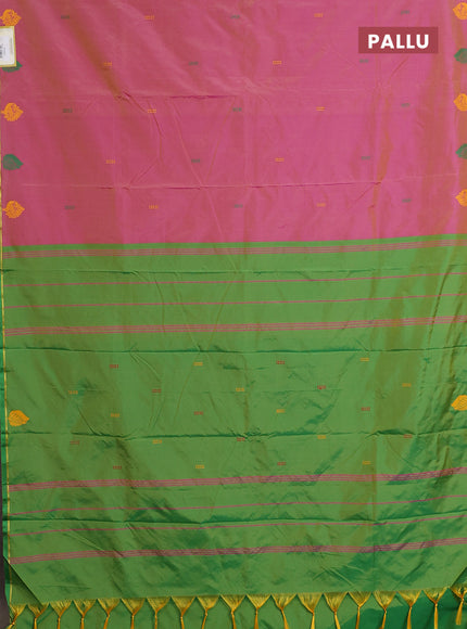 Arani semi silk saree dual shade of pink and green with thread woven buttas and thread woven butta border