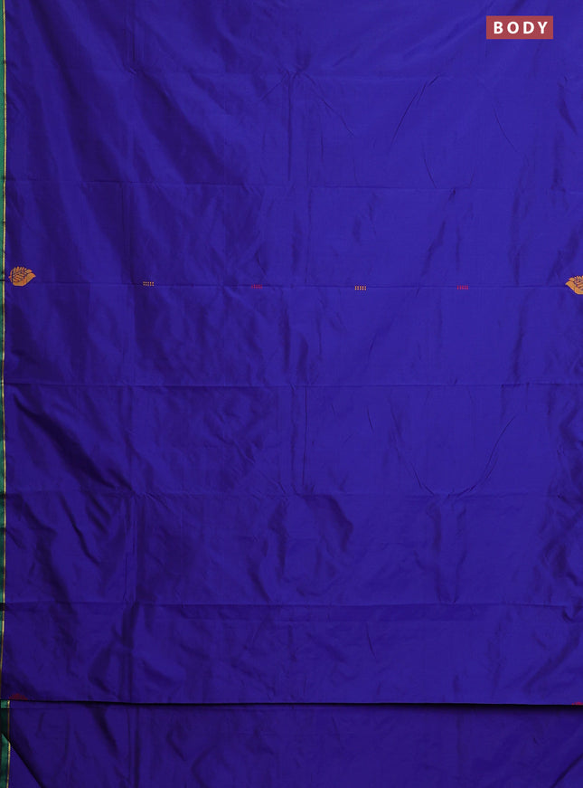 Arani semi silk saree blue and maroon with thread woven buttas and thread woven butta border