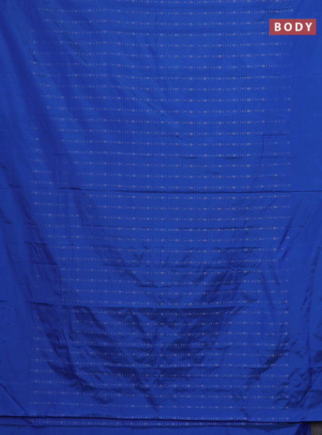 Arani semi silk saree cs blue with allover silver zari weaves in borderless style