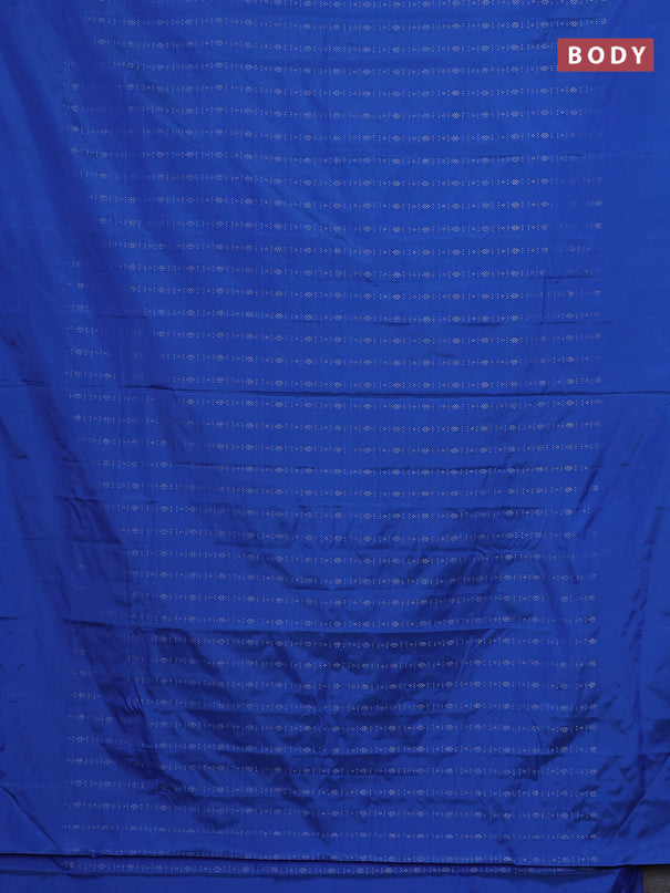 Arani semi silk saree cs blue with allover silver zari weaves in borderless style