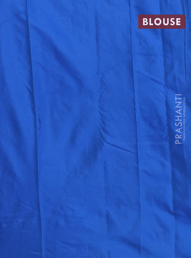 Arani semi silk saree cs blue with allover silver zari weaves in borderless style